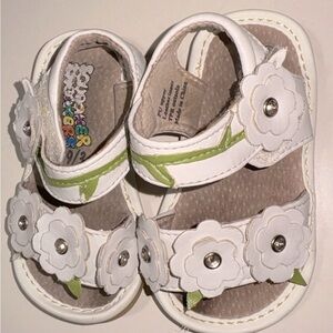 Squeak Me White Sandals